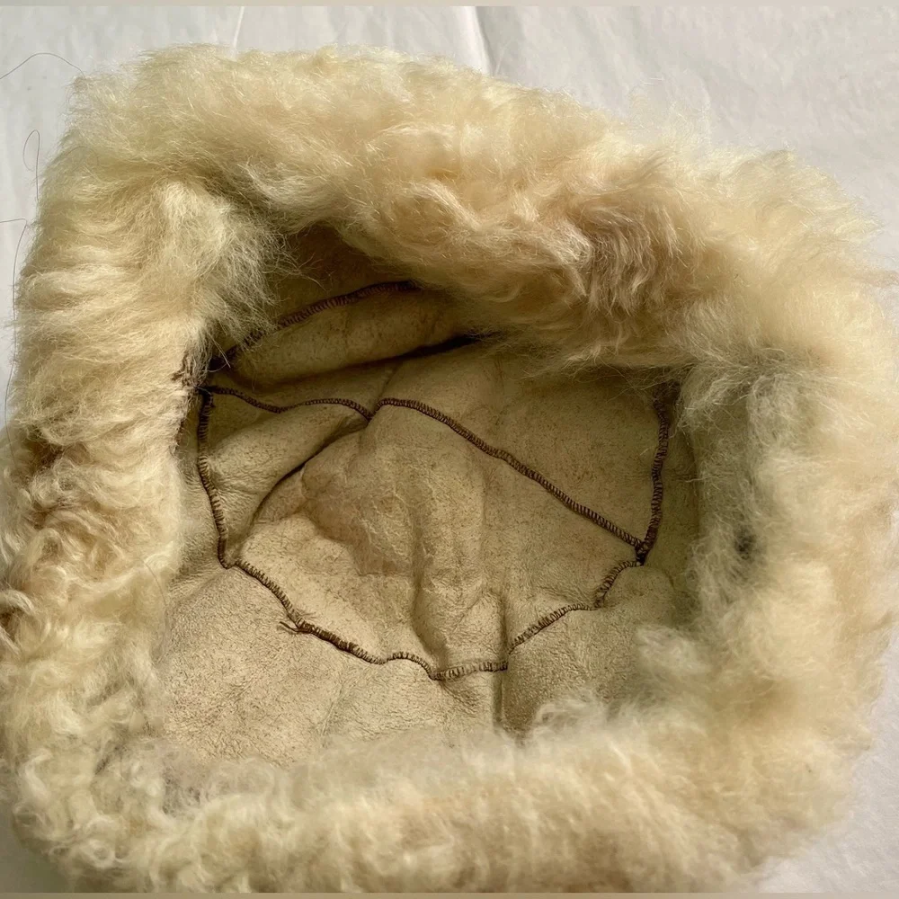 Vintage 8” Real Fur Hat 1950’s 1960’s Small Crème Tan